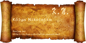 Kólya Nikoletta névjegykártya